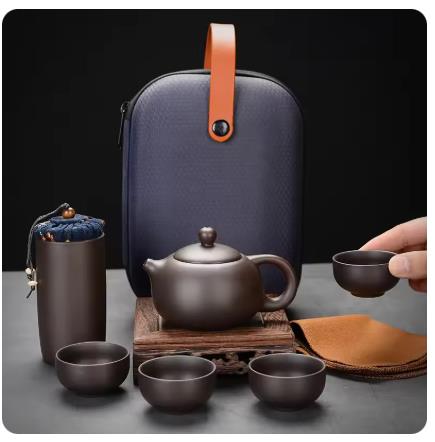 Korean Tea Set - Дорожный чайный набор из фиолетовой глины,